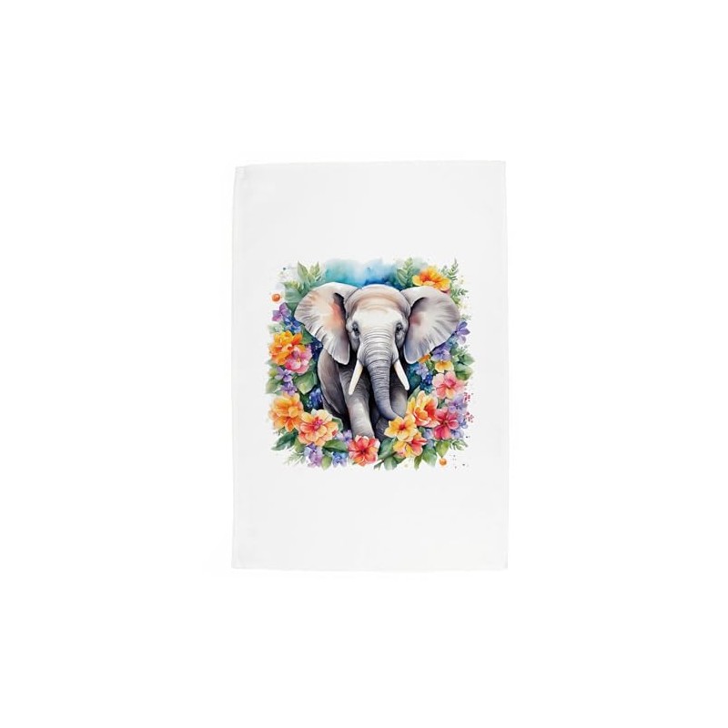 Purely Home Floral Elephant Tea Towel - Exotic Animals &