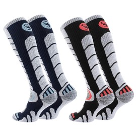 STARK SOUL 2 Pairs of Ski & Snowboard Socks with Special Padding for Men and Women, Black / Navy
