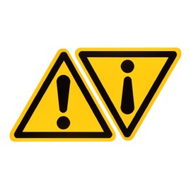 PATIKIL Triangle Caution Warning Sign Self Adhesive Yellow with Black Words 50mm/1.95inch for Machine, Instrument and Equipment Surface Pack of 2