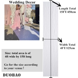 DUOBAO White Aisle Runner for Wedding 4ftx15ft Aisle Runners Indoor Outdoor Carpet Sparkling White Aisle Runner Anniversary Decorations Romantic for Bedroom Carpet Runner