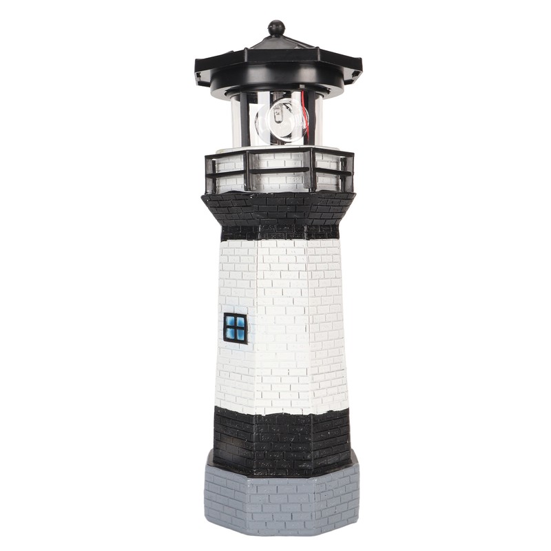 Solar Lighthouse 360 Degree Rotating Lighthouse Decoration Fadeless Resin LED