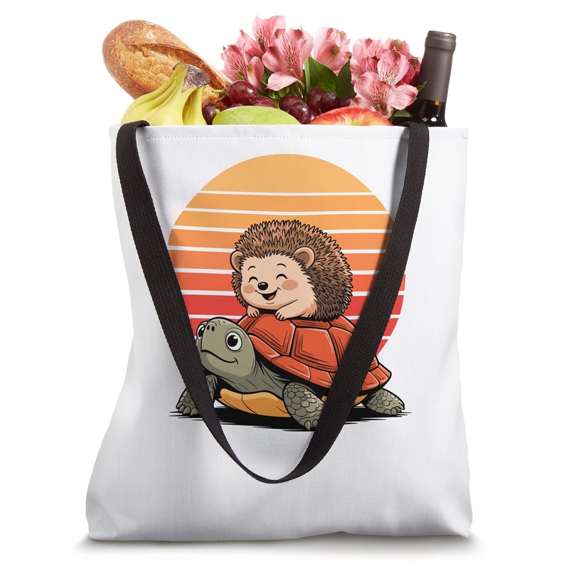 Retro Sunset Sea Turtle Hedgehog Turtles Tortoise Tote Bag