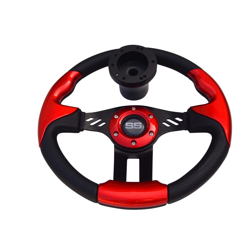 Huskey E-Z-GO Red Steering Wheel Black Brushed Spokes Carbon Fiber