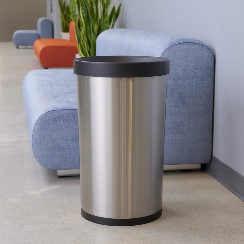Tramontina 81200/004DS 13 Gallon Stainless Steel Open Top Round Bin