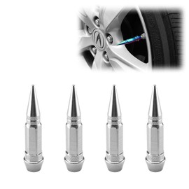 TVC28 Gunmetal 4pcs Long Spike Spiked Tire Valve Stem Caps Metal Thread Wheel Tires