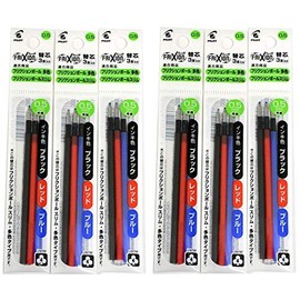 Pilot Gel Ink Refills for FriXion Ball 3 Gel Ink Multi Pen & FriXion Ball Slim 0.5mm 3 Color Black/Blue/Red Ink 3 x2 Packs 18 Refills Total Value Set