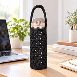 Crochet Water Bottle Holder for 400–600ml Bottles – Built-In Carry Handle for Daily Use and Travel