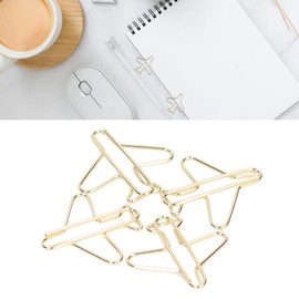 100pcs Paper Clips Portable Anti Electroplating Gold Cute Shaped Metal Clip for Paper Document Sorting and Organizing, Office School Home Desk Organizer