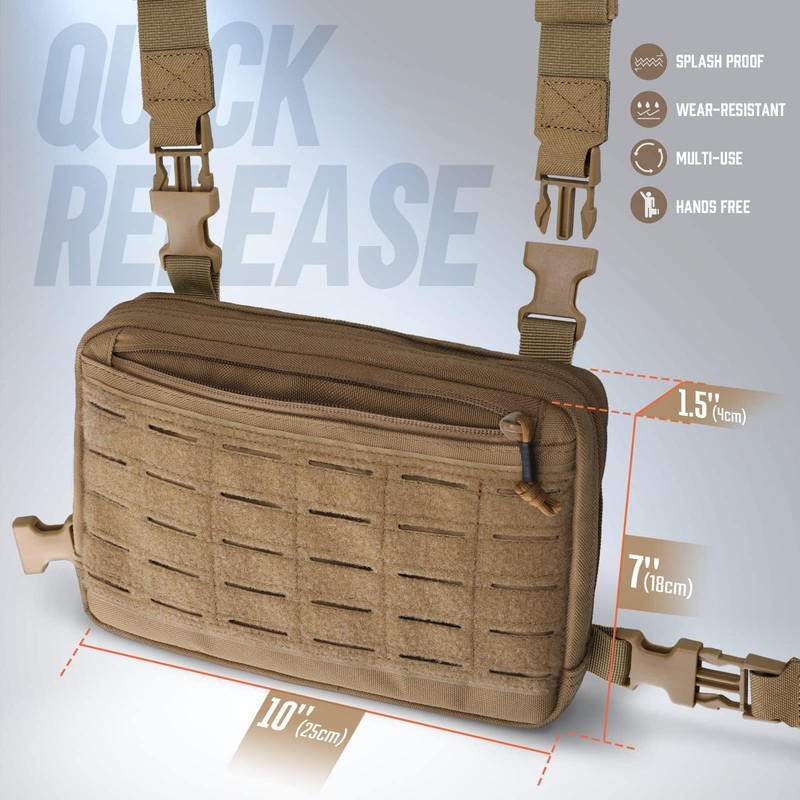 WYNEX Laser Cut Design Tactical Chest Bag, Molle Chest Bag,