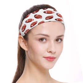 Vovii Women's Football Print Wide Headband Sporty White Elastic Athletic Hair Band Sweat Absorbing Head Wrap for Running Gym Workouts Training and Sports Games