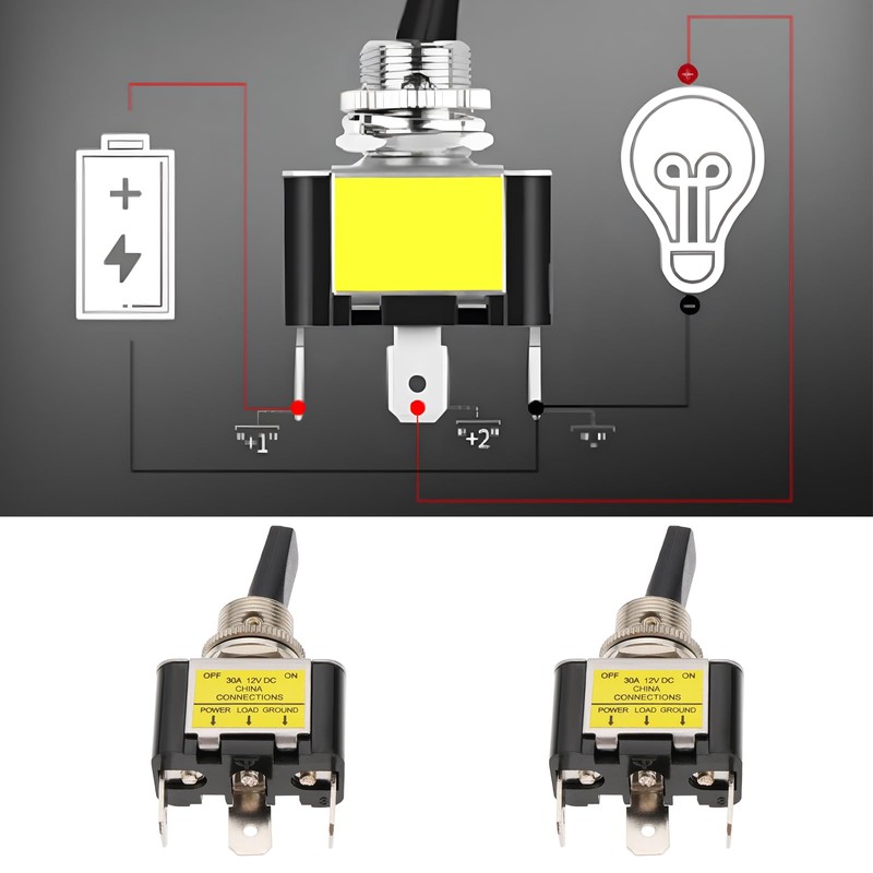 VGOL 2Pcs 12V 30A 3 Pin On Off Toggle Flick
