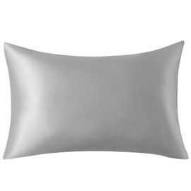 Natural Mulberry Silk Pillowcase for Hair and Skin with Hidden Zipper, Ultra Smooth and Soft Breathable Cooling Silk Pillow case, Gifts for Women Men, 50 x 75 cm 1pc (Silver)