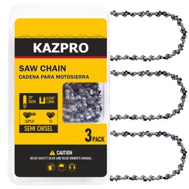 KAZPRO 20 Inch Chainsaw Chain 72 Drive Links, 3/8" LP Pitch, .050" Gauge, Low kickback, Lubrication System Chainsaw Blade fits Craftsman, Echo, Homelite, Poulan, Ryobi, Wrox, etc, KP-S72 (3 Pack)