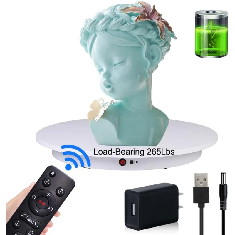 Motorized Rotating Display Stand ,Remote Control(White / 16.5inch / 265