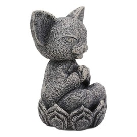 Ebros Feng Shui Zen Meditating Japanese Jizo Cat Monk On Lotus Throne Mini Statue 4" Tall Bodhisattva Buddha Talisman of Protection for Children and Baby Memorial Decor Figurine Jizos Buddhas