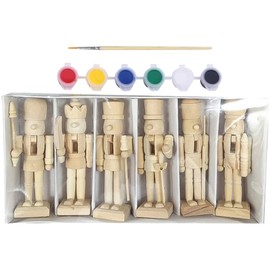 6pcs 12cm Christmas Nutcracker Ornament Set Wooden Nutcracker Character Soldier Toy Wooden Doll Figurine Painting Toy