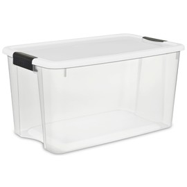 Sterilite Sterilite 4-Pack Ultra Latching Box, Large Storage Bins w/ Lids, Clear Plastic, 70 Quart