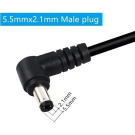 GINTOOYUN 2 Pack 90 Degree DC Power Pigtails Cable, Right Angle DC 5.5mm x 2.1mm Male Plug to Bare Wire Open End Power Supply Replacement Repair Cord, for Monitors,Camera,3FT 1m (DC5521)