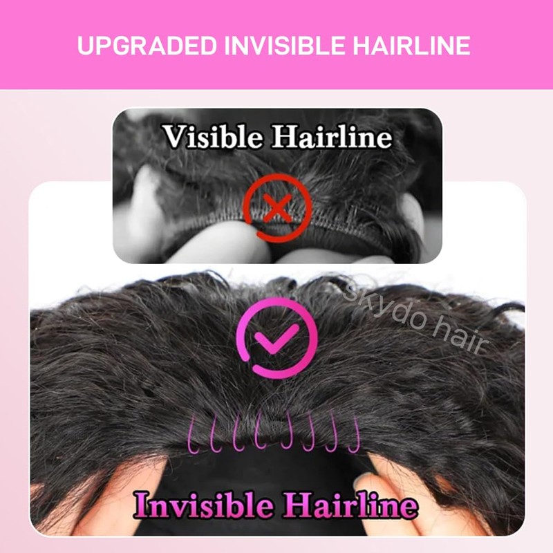 SKYDO Kinky Curly Half Wig Human Hair 250 Density 16inch