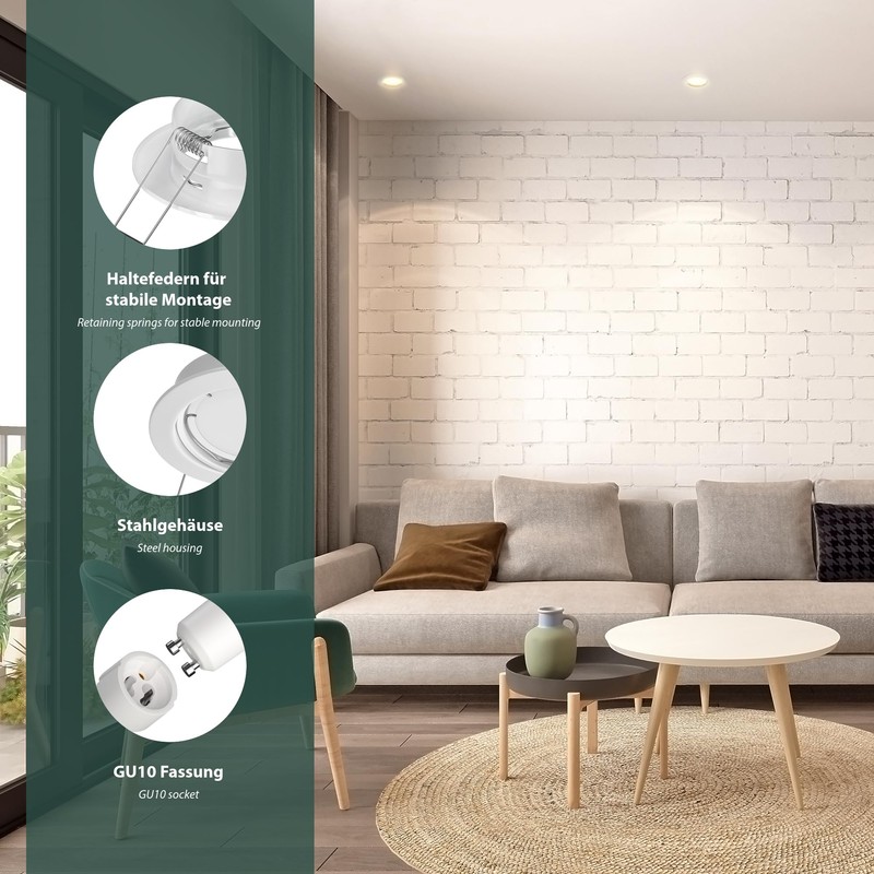 ledscom.de FERE Ceiling Mounting Frame Matt White (LED/Halogen/GU10/MR16/PAR16/50 mm) with