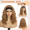 Glueless Wavy Headband Wigs 14inch Synthetic Honey Blonde Brown Mix