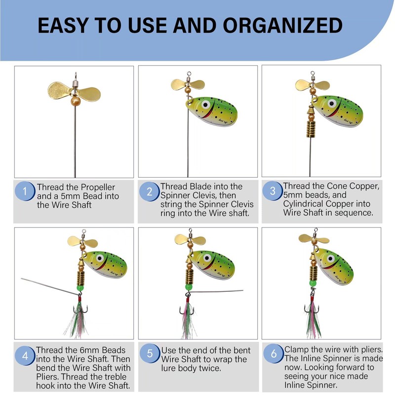 Dovesun Spinner Making Kit Inline Spinner Baits Trout Lures Fishing