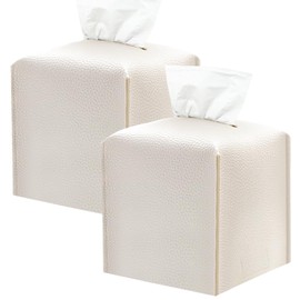 wyewye Tissue Box, PU Leather Tissue Box Holder, White