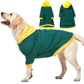 LovinPet Large Dog Onesie, Green Stripe Dog Shirt, 2-Leg Style Dog Pajamas, Large Breed Dog Jammies, Pet PJ's/XL
