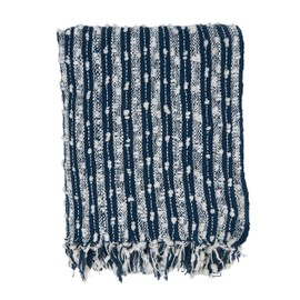 SARO LIFESTYLE Striped Fringe Throw Blanket