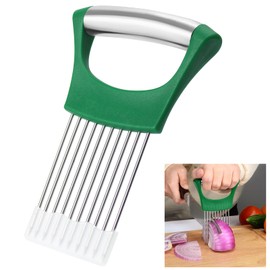 Green Stainless Steel Onion Holder for Slicing,Onion Slicer Holder, Onion Cutter for Slicing of Onions, Tomatoes,Avocados,Eggs and Other Vegetables,St. Patrick's Day Gift Kitchen Utensils (Green)