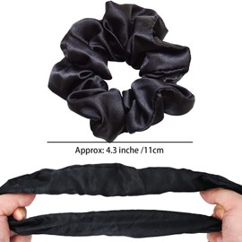 6 Pieces Hair Scrunchies Satin Elastic Soft Hair Ties Scrunchy Hair Bands for Women Girls(black)