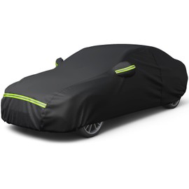 Favoto 6 Layers Car Cover Waterproof All Weather for Automobiles Heavy Duty Outdoor Sun Snow Protection Car Tarp with Windproof Straps Universal Fit for Sedan Length up to 185"