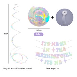CONNECTION Glitter Iridescent Birthday Era Banner Birthday Girl Banner Birthday Decorations with 6 Rolls Hanging Swirl Decorations Ceiling Decorations for Wedding,Xmas,Birthday Party