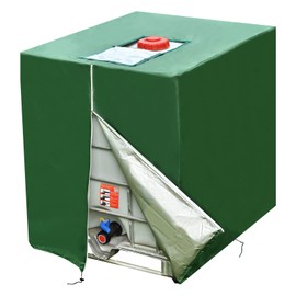 CSPone IBC Tank Cover 420D Container Cover Water Tank Protective Cover UV Protection with Zip and Drawstring