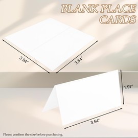 Qancekoo 50 PCS Blank Place Cards, 3.54" x 1.97" Name Place Cards Tent Cards for Wedding, Table, Holiday (White)