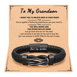 PINKDODO Grandson Bracelet, Grandson Gifts from Grandma, Christmas Birthday Gifts for Teenage Teen Boys 13-16