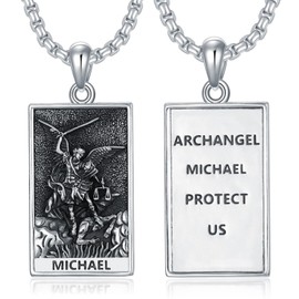 ROMANTICWORK Saint Michael Necklace 925 Sterling Silver St Michael The Archangel Pendant for Men Protection jewellery Christmas Birthday Gifts for Women