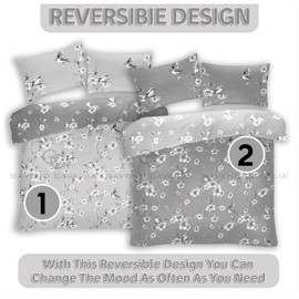 GC GAVENO CAVAILIA Single Duvet Cover Set | Flower Bedding & Linen Polycotton | Grey