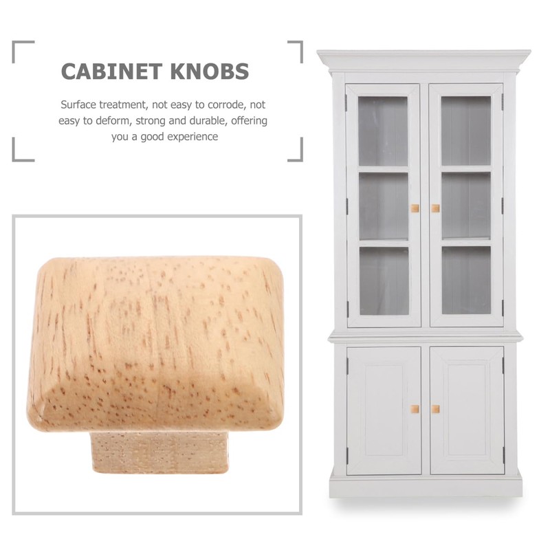 Gadpiparty 10pcs Handle Wooden Knobs Cabinet Knobs Square Door Knobs
