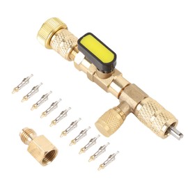 Kit de Herramienta de Núcleo de Válvula Extractor de Válvula de Válvula de Válvula con Interfaces SAE 1/4 y 5/16 Pulgadas para R22 R12 R407 R410 R404 R32 Refrigerantes HVAC CA