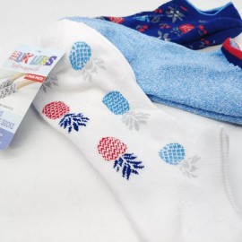 Mukluks Muk Luks Womens Cushioned Ankle Socks 3 Pair Size 6-11 Pineapple Flowers Blue