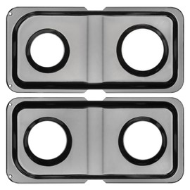 WB34K10009 WB34K10010 Gas Stove Drip Pans Compatible with GE Hotpoint Range, 16.6 x 8 in Black Stainless Steel Double Burner Drip Bowls, Right Left Cooktop Replacement Parts, 2 Pack