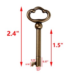 KY-2AB Antique Brass Plated Hollow Barrel Skeleton Key,Hollow Barrel Antique Skeleton Key for Antique Cabinet Doors, Grandfather Clocks, Dresser Drawer - Vintage, Old Furniture (4 Pcs)