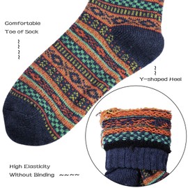 Justay Pucott 5 Pairs of Wool Socks, Warm Women’s Socks, Colourful, Thick Thermal Socks, Winter Knitted Socks for Women