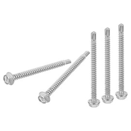DTGN #8x2" Hex Washer Head Self Drilling Screws - 25Pack - Good for Machine - 410 Stainless Steel - Self Tapping Sheet Metal Screws