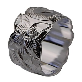 [BreezyIsland] Hawaiian Jewelry Ring, Ring, Cutout, Thick, 0.5 inch (12 mm) Width, Sterling Silver, No Gemstone