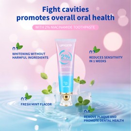 1pcs Niacinamide Whitening Toothpaste, 2% Niacinamide Intensive Toothpaste Helps Sensitive Teeth, Whitening and Remove Tooth Stains, Fresh Breath (Fluoride Free)