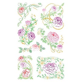 Avery Zweckform Flower Sticker, Rose Embossed 7MOTIVE Paper 6 Sheets, Multi-Colour