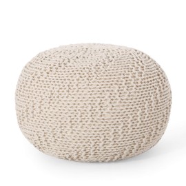 Christopher Knight Home Barwick Pouf, Ivory