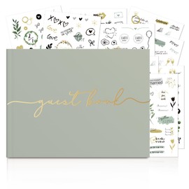 BIROYAL Wedding Guest Book & 241 Wedding Stickers - Elegant Guest Book for Wedding Reception, Baby Shower & Special Events - 104 Blank Pages Hardcover Wedding Guestbooks for Guests Sign in & Photos
